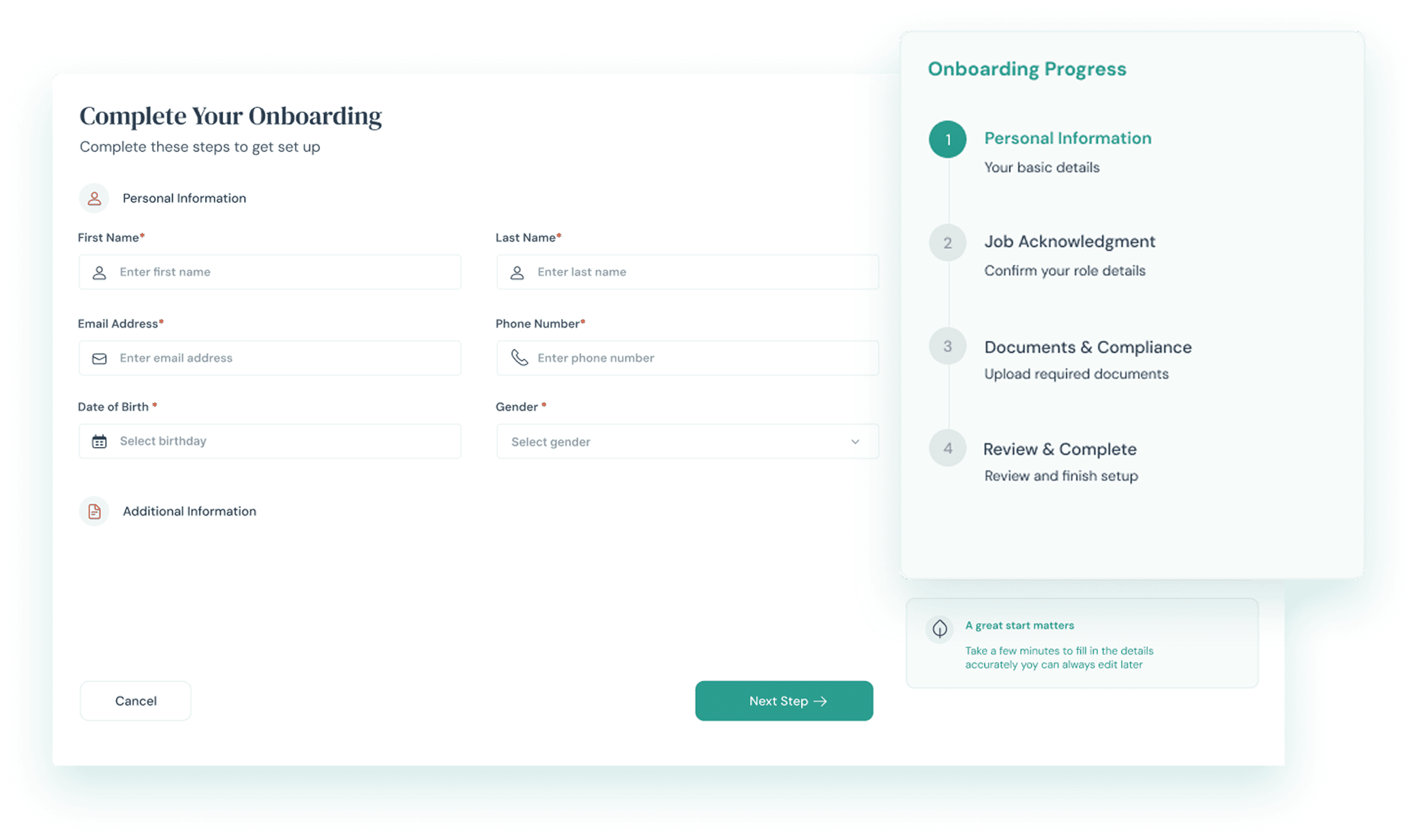 Onboarding Done Right Interface